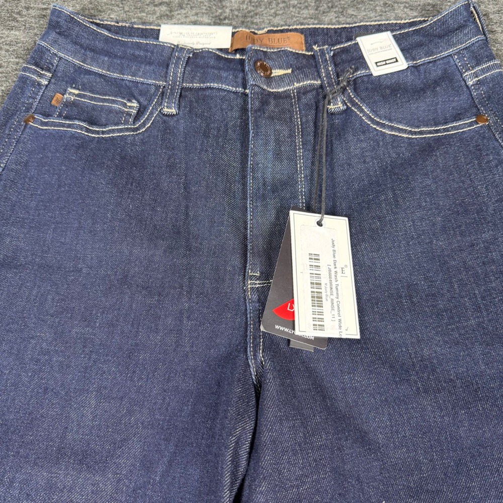 New With Tags Judy Blue High Waist Retro Wide Leg Jeans Dark Wash Size 11‎ - Picture 7 of 14